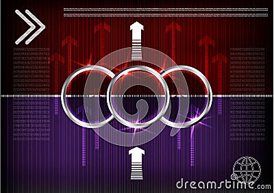 High tech. Set of lines on a red and purple background Vector Illustration