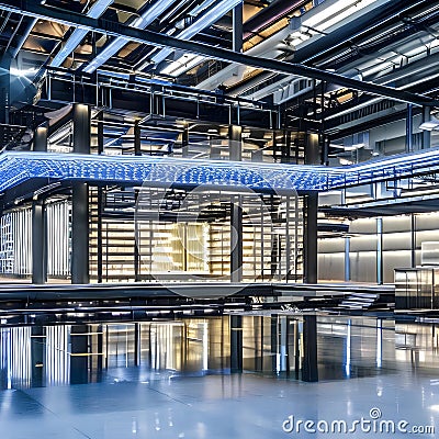 13 A High-Tech-style building with exposed mechanical systems and a futuristic look2, Generative AI Stock Photo