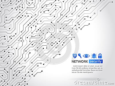 High-tech technology background texture. Network security icons Vector Illustration