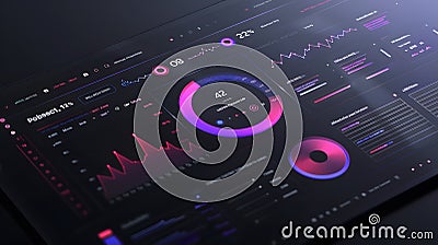Futuristic user interface with HUD elements, 3D Rendering Stock Photo