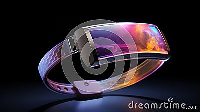 High tech wrist band phone concept with holographic projected screen Stock Photo