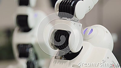 High Technology Future and Science Concept. Smart Humanoid Robots Dancing. Dancing robots. Future technology concept Stock Photo