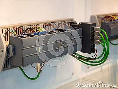 High technology Industrial Machine control by PLC programing log Stock Photo