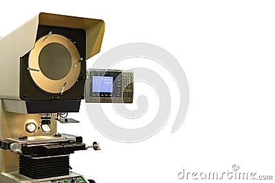 High technology and modern profile projector or optical comparator for silhouette precision measuring and quality control of small Stock Photo