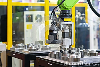 High technology and precision robot grip with camera and automatic clamp or chuck for vision inspection detect sorting and catch Stock Photo