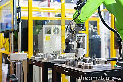 High technology and precision robot grip with camera and automatic clamp or chuck for vision inspection detect sorting and catch Stock Photo