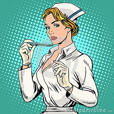 High temperature disease nurse thermometer Vector Illustration