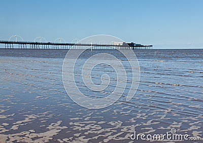 High tide at Southport pier in England Stock Photo