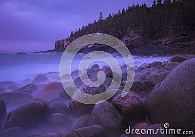 High tide during sunrise in Acadia Stock Photo