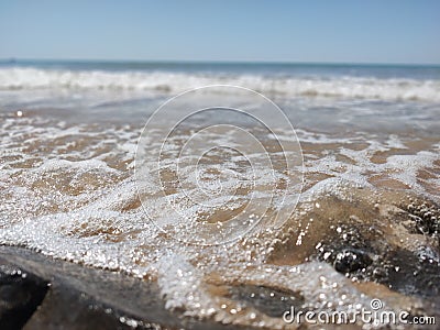 High tide on Torquay Beach Stock Photo