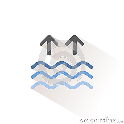 High tides. Waves on the sea. Isolated color icon. Weather vector illustration Cartoon Illustration