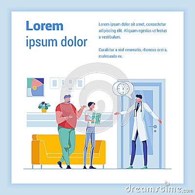 High Time for Appointment with Doctor in Clinic Vector Illustration