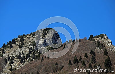 high top of the mountain with the cross Stock Photo