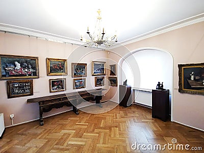 High value paintings inside the Zambaccian Museum Editorial Stock Photo