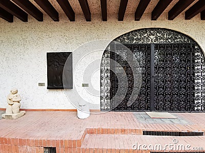 High value statuary outdoor in the inner courtyard at the Zambaccian Museum, Bucharest, Romania. Editorial Stock Photo