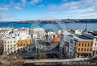 High view of Quebec Fresco Fresque des Quebecois - Quebec City, Canada Editorial Stock Photo