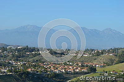 High View of Southern California Inland Suburb Stock Photo