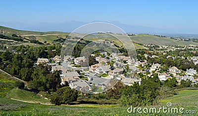 High View of Southern California Inland Suburb Stock Photo