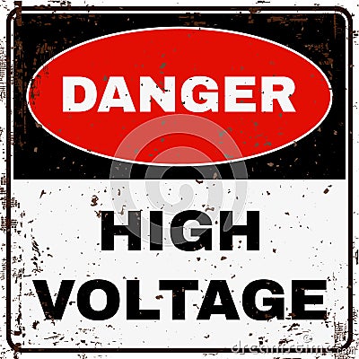 High Voltage. Danger Sign. Vector Vector Illustration