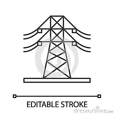 High voltage electric line linear icon Vector Illustration