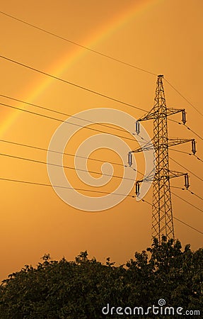 High-voltage electrical transmission tower Stock Photo