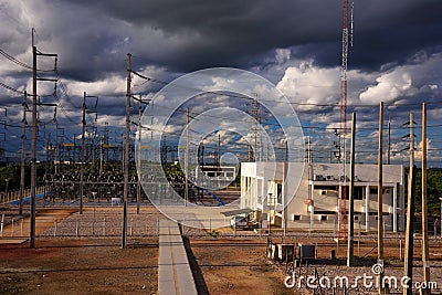 High voltage electricity station Stock Photo