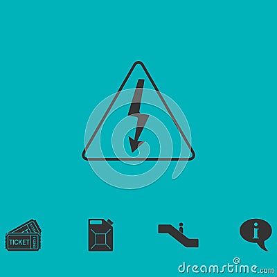 High voltage icon flat Vector Illustration