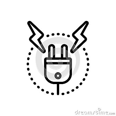 Black line icon for High Voltage, resistance and counteraction Vector Illustration