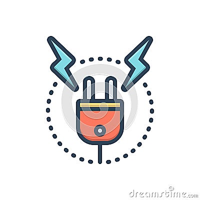 Color illustration icon for high voltage, dangerous and current Cartoon Illustration