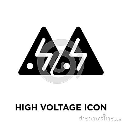 High voltage icon vector isolated on white background, logo concept of High voltage sign on transparent background, black filled Vector Illustration