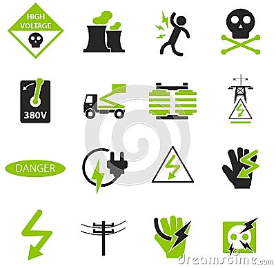 High voltage icons set Stock Photo