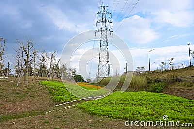 High voltage line backgrouds Stock Photo