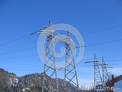 High voltage masts Stock Photo