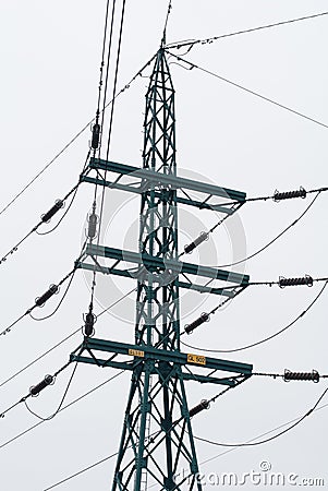 High voltage metal power pylon Stock Photo