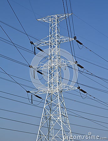 High voltage poles Stock Photo