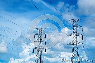 High voltage post or High voltage tower in the Beautiul Clear Bl Stock Photo