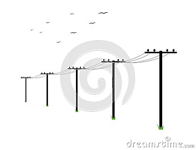 High voltage power lines Vector Illustration