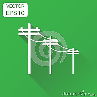 High voltage power lines icon. Business concept electric pole Vector Illustration