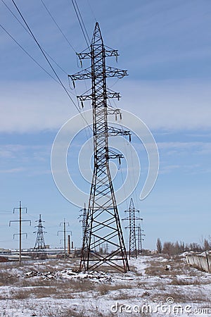 High voltage power tower Stock Photo