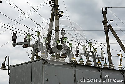 High-voltage power transformer substation of an electric network Stock Photo