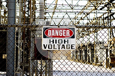 High voltage sign Stock Photo