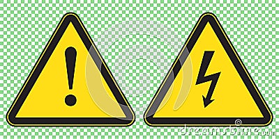 High voltage sign and danger sign, danger triangle symbol, warning sign Vector Illustration