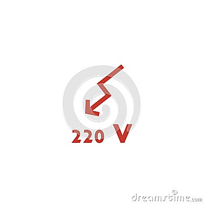 High Voltage Sign. 220 volt. Danger symbol. Flat vector symbol. 220 V Stock Photo