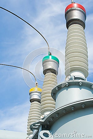 High-voltage substation equipments. Stock Photo