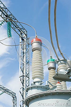 High-voltage substation equipments. Stock Photo