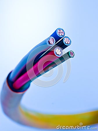 High voltage three phase electrical cable Stock Photo