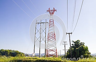 High voltage towers Stock Photo