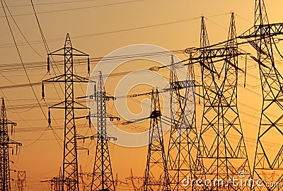 High voltage transmission tower Stock Photo