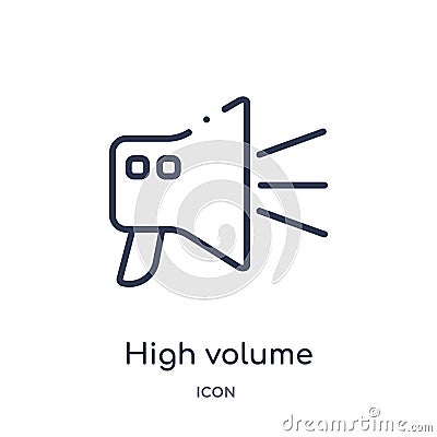 high volume loudspeaker icon from user interface outline collection. Thin line high volume loudspeaker icon isolated on white Vector Illustration