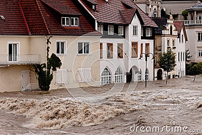 High water and flooding in Steyr Stock Photo